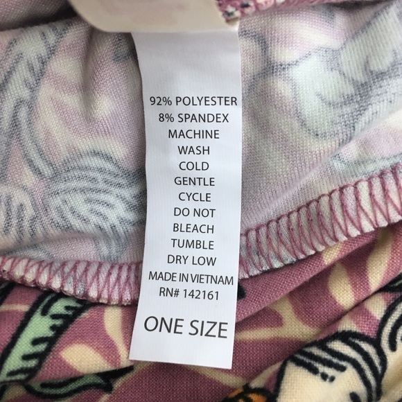 LULAROE Leggings OS One Size Floral Flowers Berries Mauve Green Yellow Cream - Picture 7 of 11